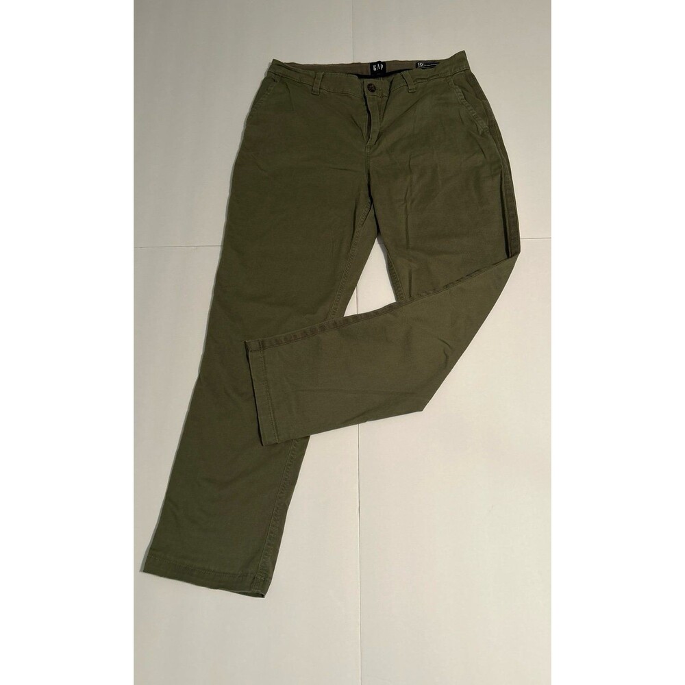 Gap Women’s Olive Green Stretch Lived-In Straight Leg Chino Pants – Size 10